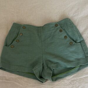 Tibi Army Green Shorts with button flap front
